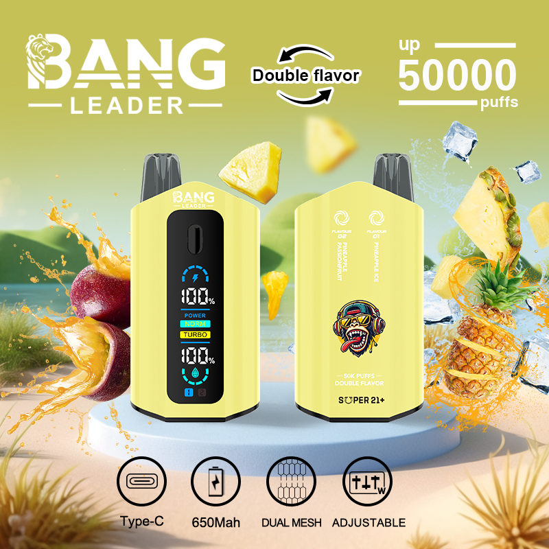 Bang Leader 50000 50K Puffs 2% 3% 5% Nicotine Double Taste LCD Display Disposable Vape(10 pcs)