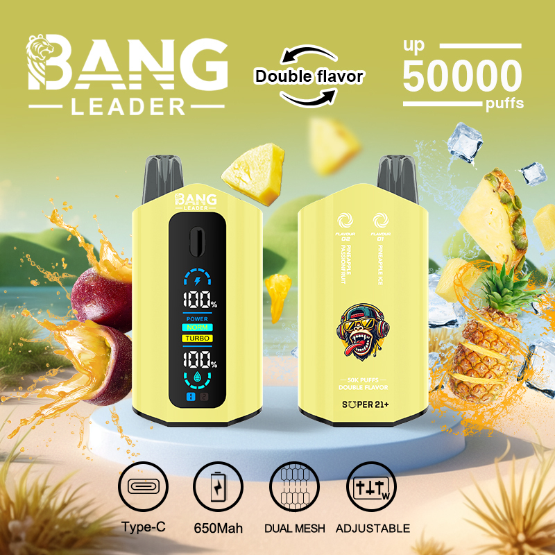 Bang Leader 50000 50K Puffs 2% 3% 5% Nicotine Double Taste LCD Display Disposable Vape(10 pcs)