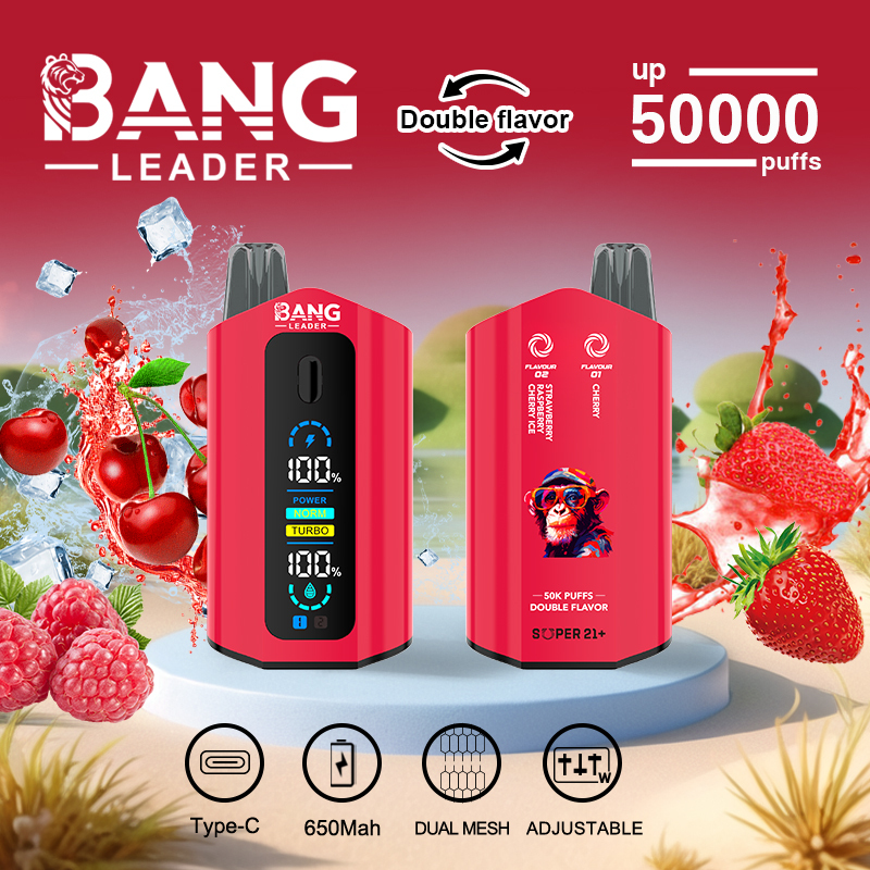 Bang Leader 50000 50K Puffs 2% 3% 5% Nicotine Double Taste LCD Display Disposable Vape(10 pcs)