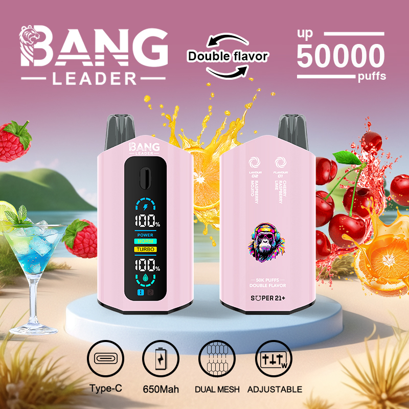 Bang Leader 50000 50K Puffs 2% 3% 5% Nicotine Double Taste LCD Display Disposable Vape(10 pcs)