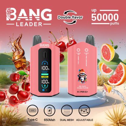 Bang Leader 50000 50K Puffs 2% 3% 5% Nicotine Double Taste LCD Display Disposable Vape(10 pcs)