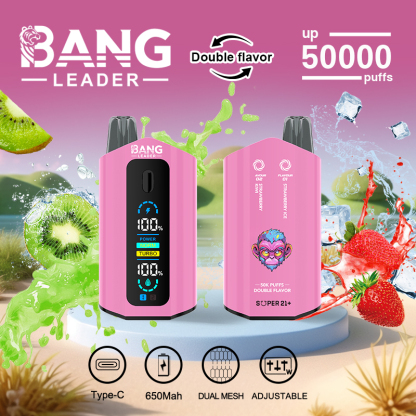 Bang Leader 50000 50K Puffs 2% 3% 5% Nicotine Double Taste LCD Display Disposable Vape