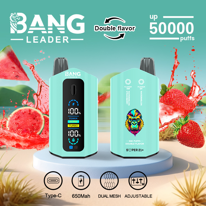 Bang Leader 50000 50K Puffs 2% 3% 5% Nicotine Double Taste LCD Display Disposable Vape(10 pcs)