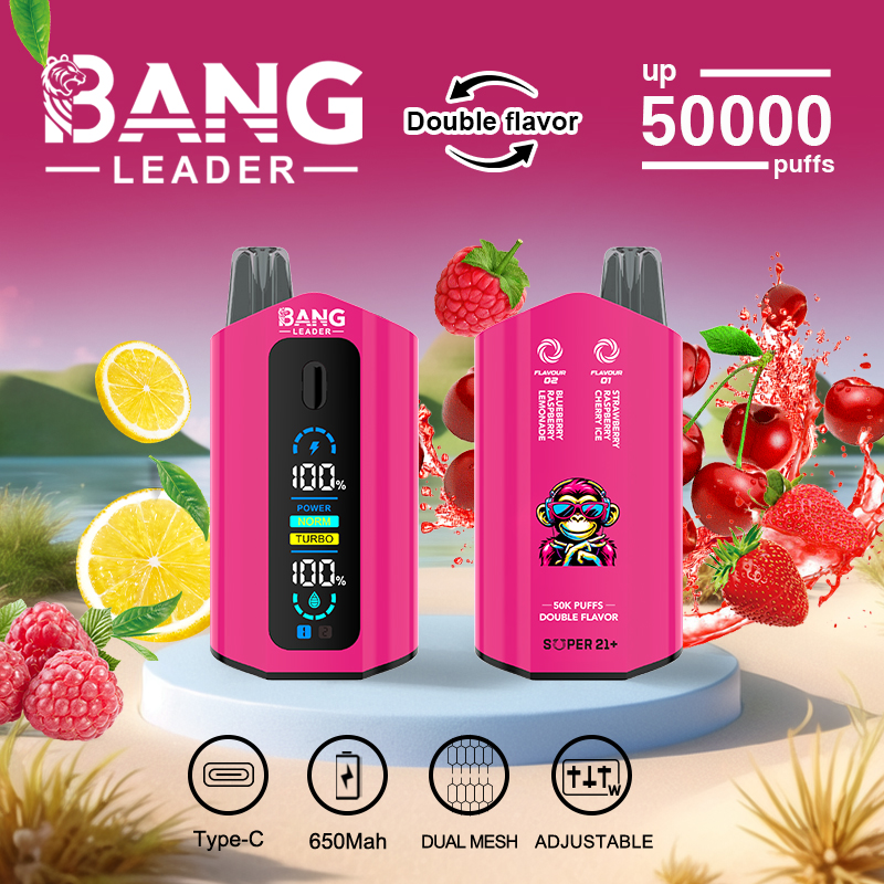 Bang Leader 50000 50K Puffs 2% 3% 5% Nicotine Double Taste LCD Display Disposable Vape(10 pcs)