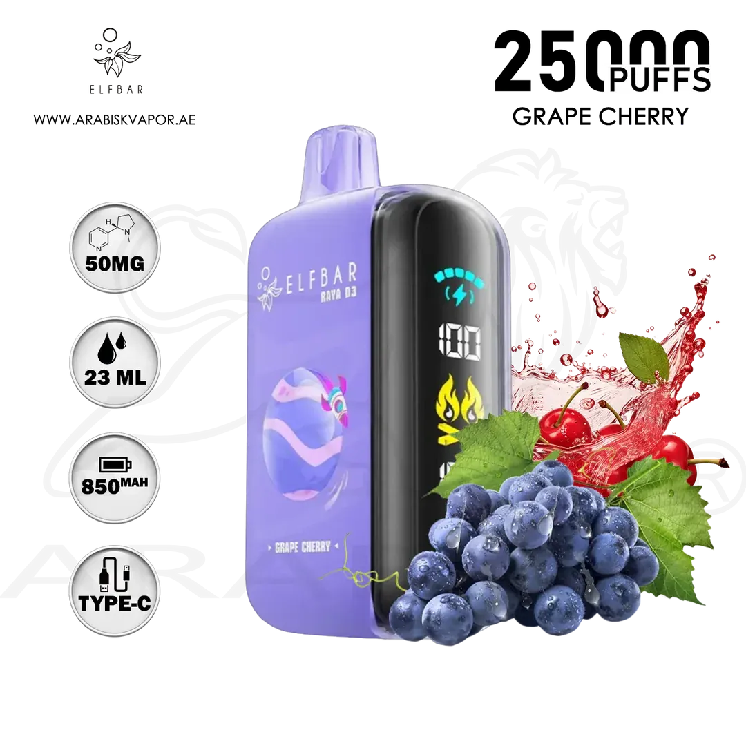 Elfbar RAYA D3 25000 Puffs Type C Rechargeable Disposable Vape