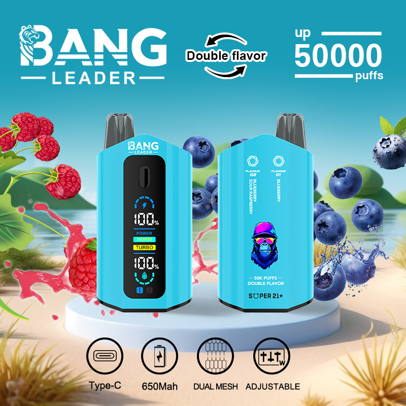 Bang Leader 50000 50K Puffs 2% 3% 5% Nicotine Double Taste LCD Display Disposable Vape(10 pcs)