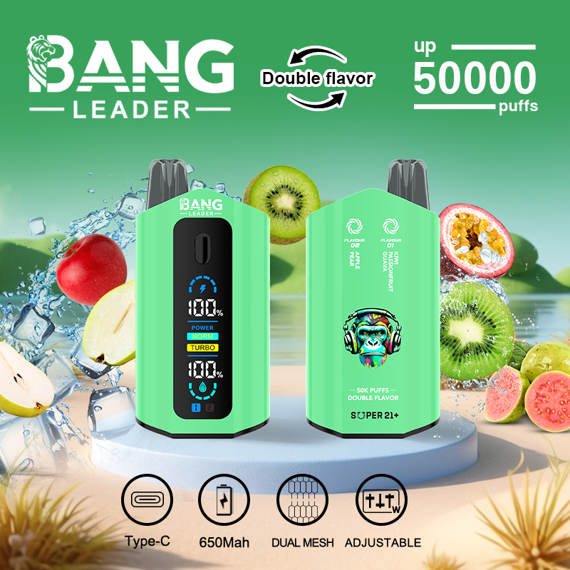Bang Leader 50000 50K Puffs 2% 3% 5% Nicotine Double Taste LCD Display Disposable Vape(10 pcs)