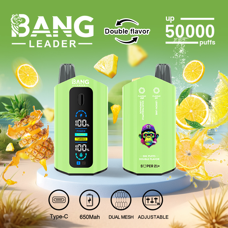 Bang Leader 50000 50K Puffs 2% 3% 5% Nicotine Double Taste LCD Display Disposable Vape(10 pcs)