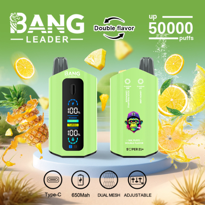 Bang Leader 50000 50K Puffs 2% 3% 5% Nicotine Double Taste LCD Display Disposable Vape(10 pcs)