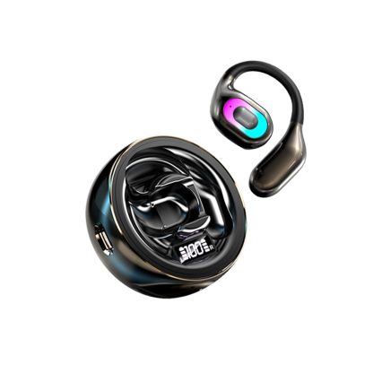 Open Ear Headphones Bluetooth 5.4, Wireless Earbuds with LED Display, 14.2mm Deep Bass Driver, Clear Calls, 30H Playtime Earhooks for Running Sport Gym, Sweat-Resistant,Black