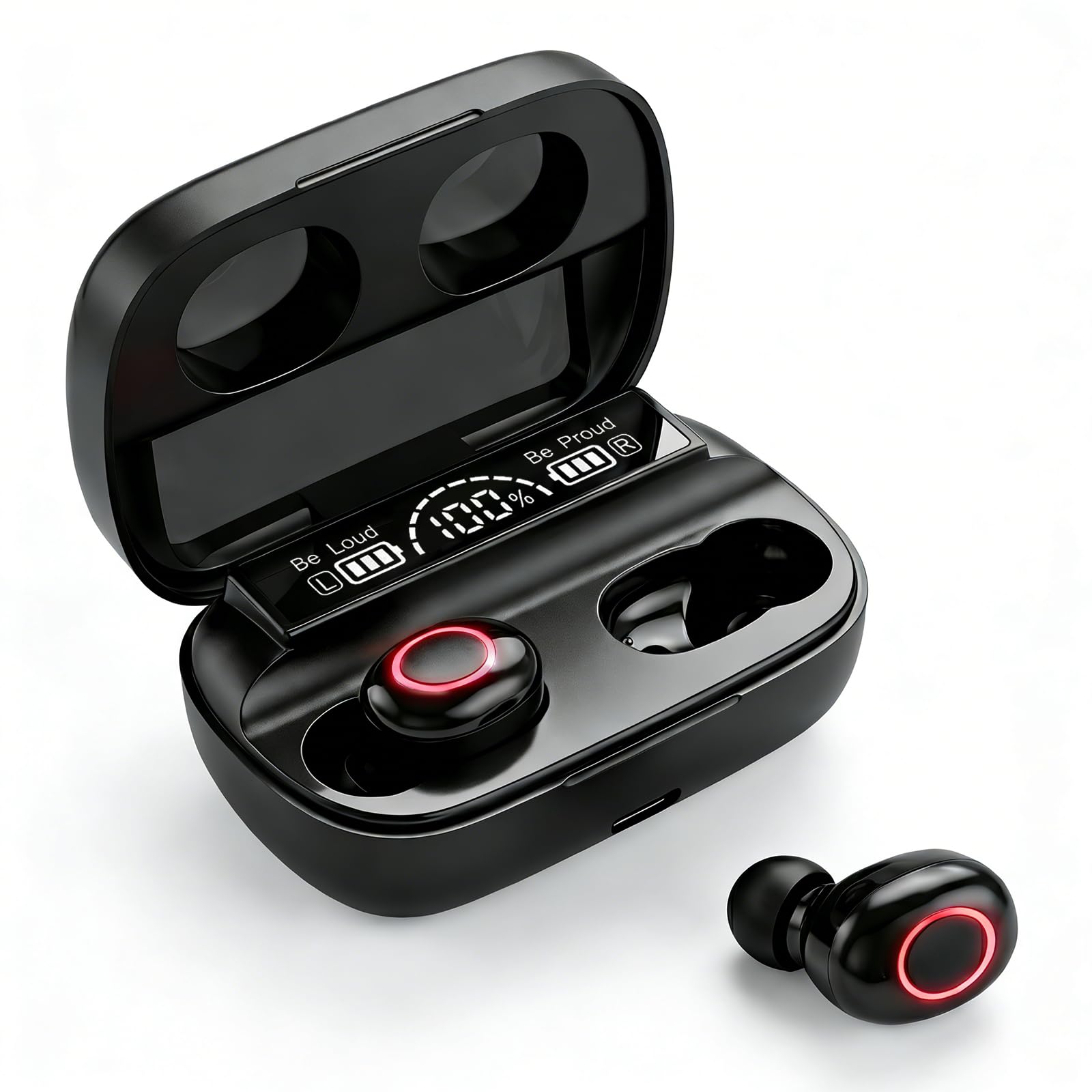 Wireless Earbuds, Bluetooth Headphones, Matte Black Finish for 36H Playtime, Clear Call with Mic, Sweat Resistant, Small in-Ear Earphones for iPhone Android Laptop Gym Work,Black
