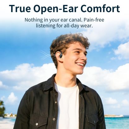 Open Ear Headphones Bluetooth 5.4, Wireless Earbuds with LED Display, 14.2mm Deep Bass Driver, Clear Calls, 30H Playtime Earhooks for Running Sport Gym, Sweat-Resistant,Black