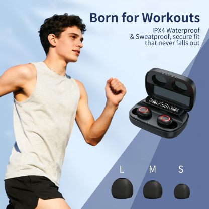 Wireless Earbuds, Bluetooth Headphones, Matte Black Finish for 36H Playtime, Clear Call with Mic, Sweat Resistant, Small in-Ear Earphones for iPhone Android Laptop Gym Work,Black