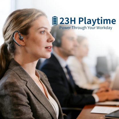 Bluetooth Headset V5.4, 23H Talk Time Wireless Headphone Cell Phone Earpiece with LED Display, Handsfree Business Earbud with Mic for Driving Trucker Office Business Work Rotatable Fit Left/Right Ear