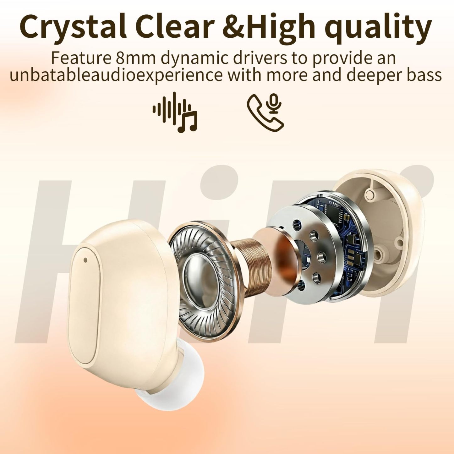 Wireless Earbuds Bluetooth5.3,Semi-Transparent Case, Crystal Clear Deep Bass, Lightweight Mini Headphones, 30H Playtime,Built in Mics Headset Sweat Resistant ,Clear Calls Earphones for Sports Workout