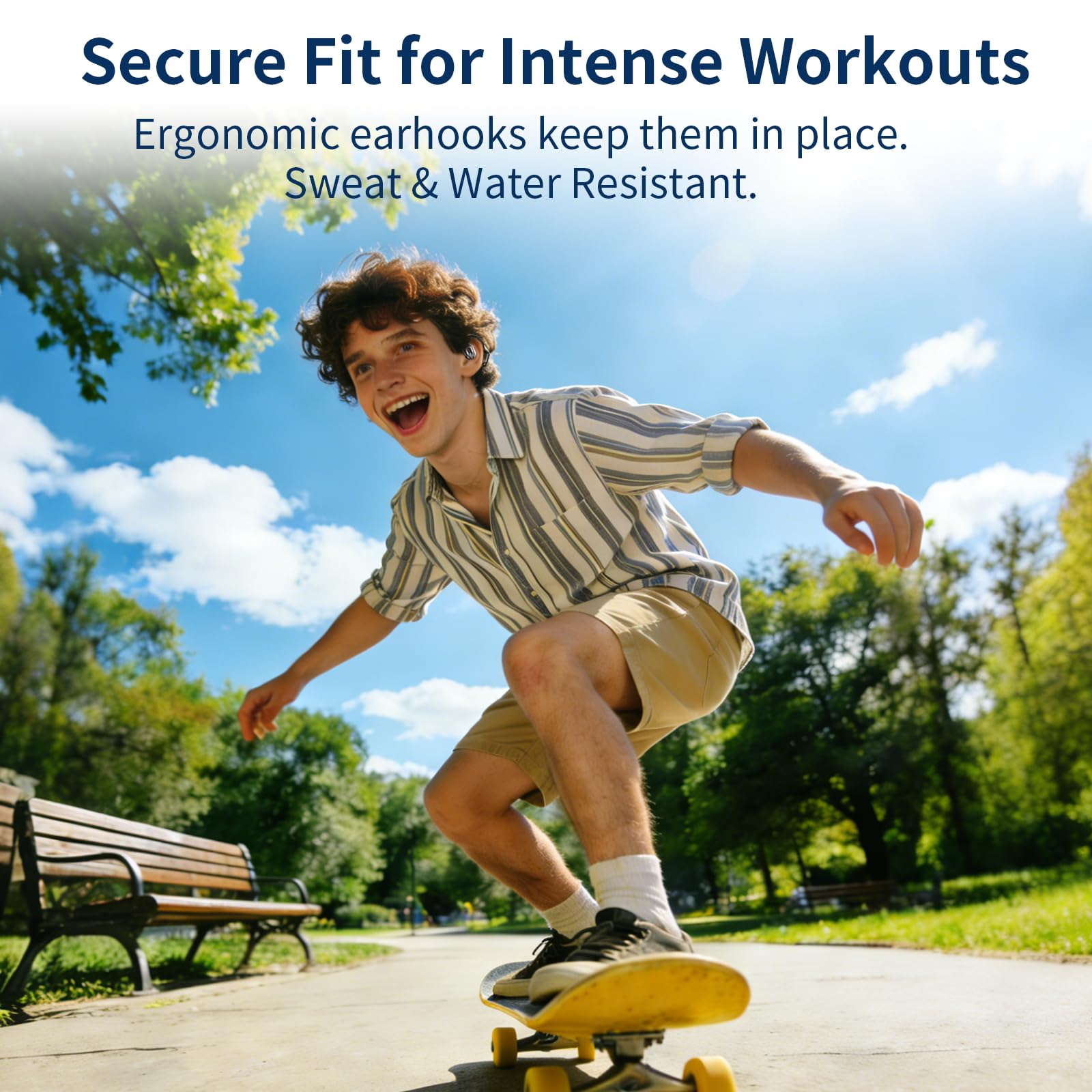 Open Ear Headphones Bluetooth 5.4, Wireless Earbuds with LED Display, 14.2mm Deep Bass Driver, Clear Calls, 30H Playtime Earhooks for Running Sport Gym, Sweat-Resistant,Black