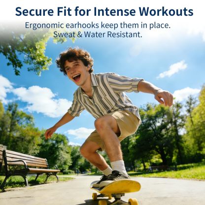 Open Ear Headphones Bluetooth 5.4, Wireless Earbuds with LED Display, 14.2mm Deep Bass Driver, Clear Calls, 30H Playtime Earhooks for Running Sport Gym, Sweat-Resistant,Black