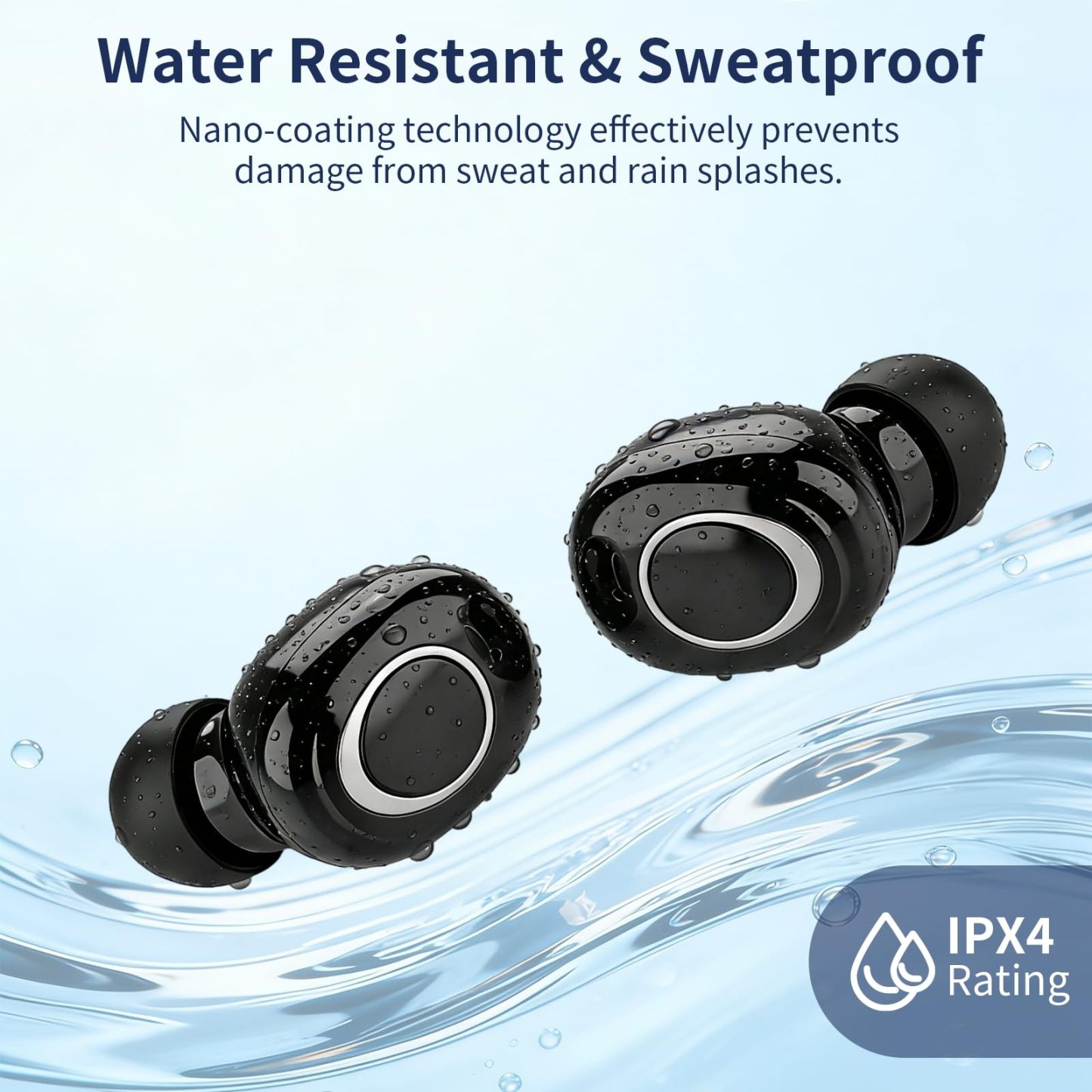 Wireless Earbuds, Bluetooth Headphones, Matte Black Finish for 36H Playtime, Clear Call with Mic, Sweat Resistant, Small in-Ear Earphones for iPhone Android Laptop Gym Work,Black