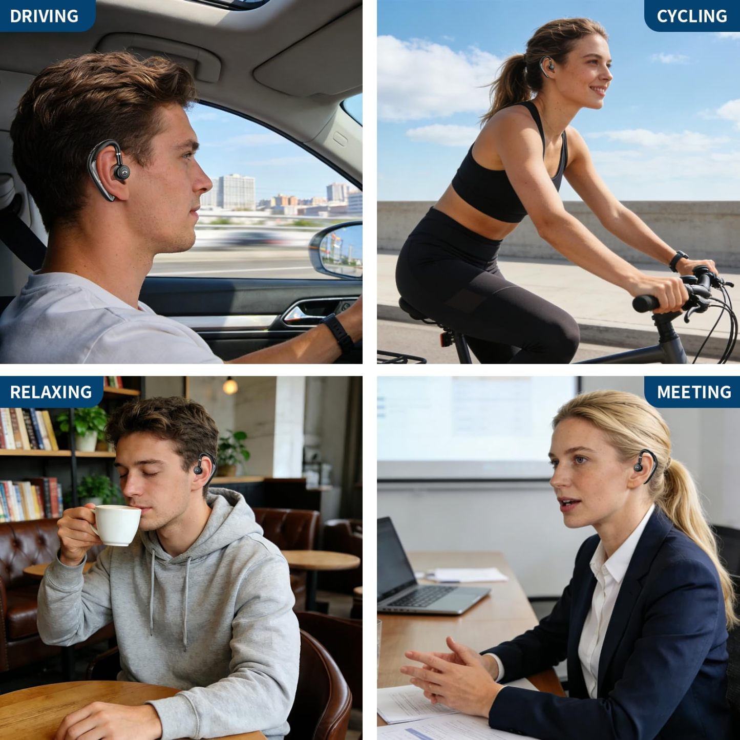 Bluetooth Headset V5.4, 23H Talk Time Wireless Headphone Cell Phone Earpiece with LED Display, Handsfree Business Earbud with Mic for Driving Trucker Office Business Work Rotatable Fit Left/Right Ear