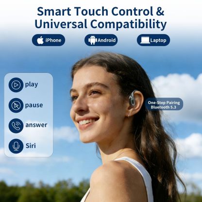 Open Ear Headphones Bluetooth 5.4, Wireless Earbuds with LED Display, 14.2mm Deep Bass Driver, Clear Calls, 30H Playtime Earhooks for Running Sport Gym, Sweat-Resistant,Black