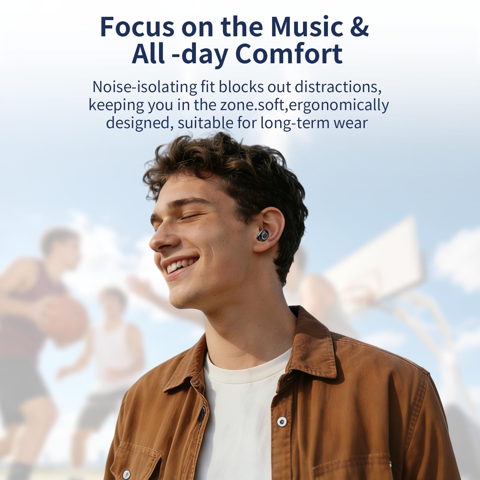 Wireless Earbuds, Bluetooth Headphones, Matte Black Finish for 36H Playtime, Clear Call with Mic, Sweat Resistant, Small in-Ear Earphones for iPhone Android Laptop Gym Work,Black