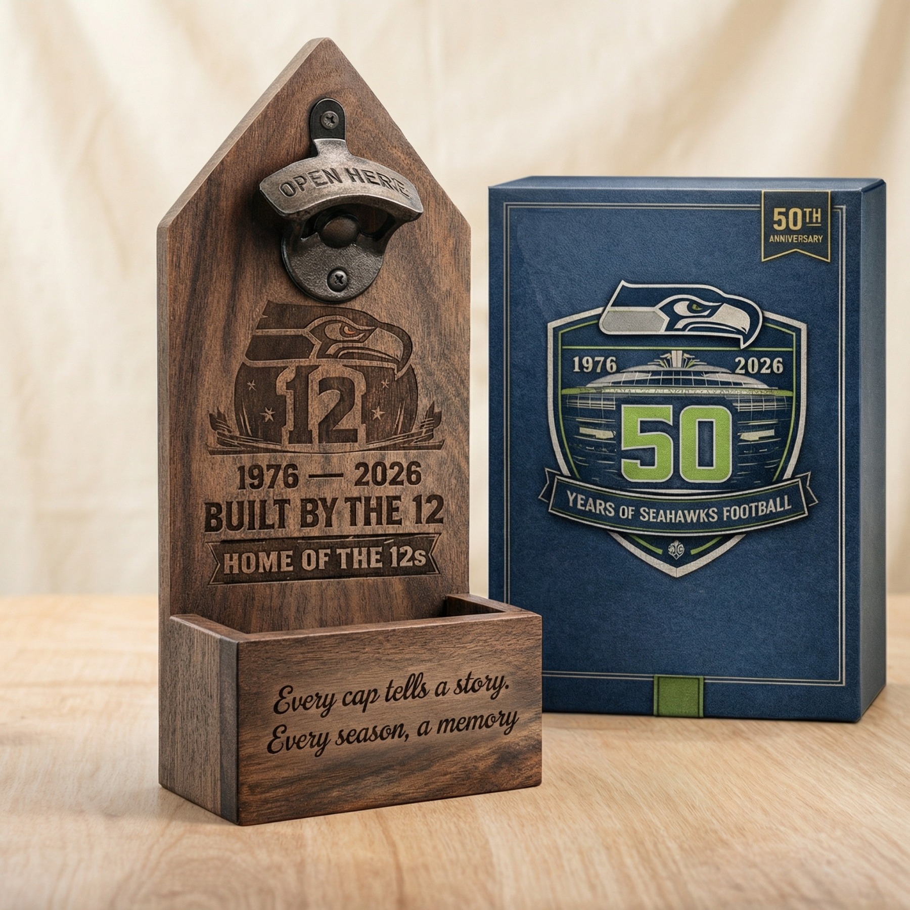 Seattle Seahawks 50th Anniversary Wall-Mounted Bottle Opener