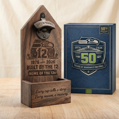 Seattle Seahawks 50th Anniversary Wall-Mounted Bottle Opener