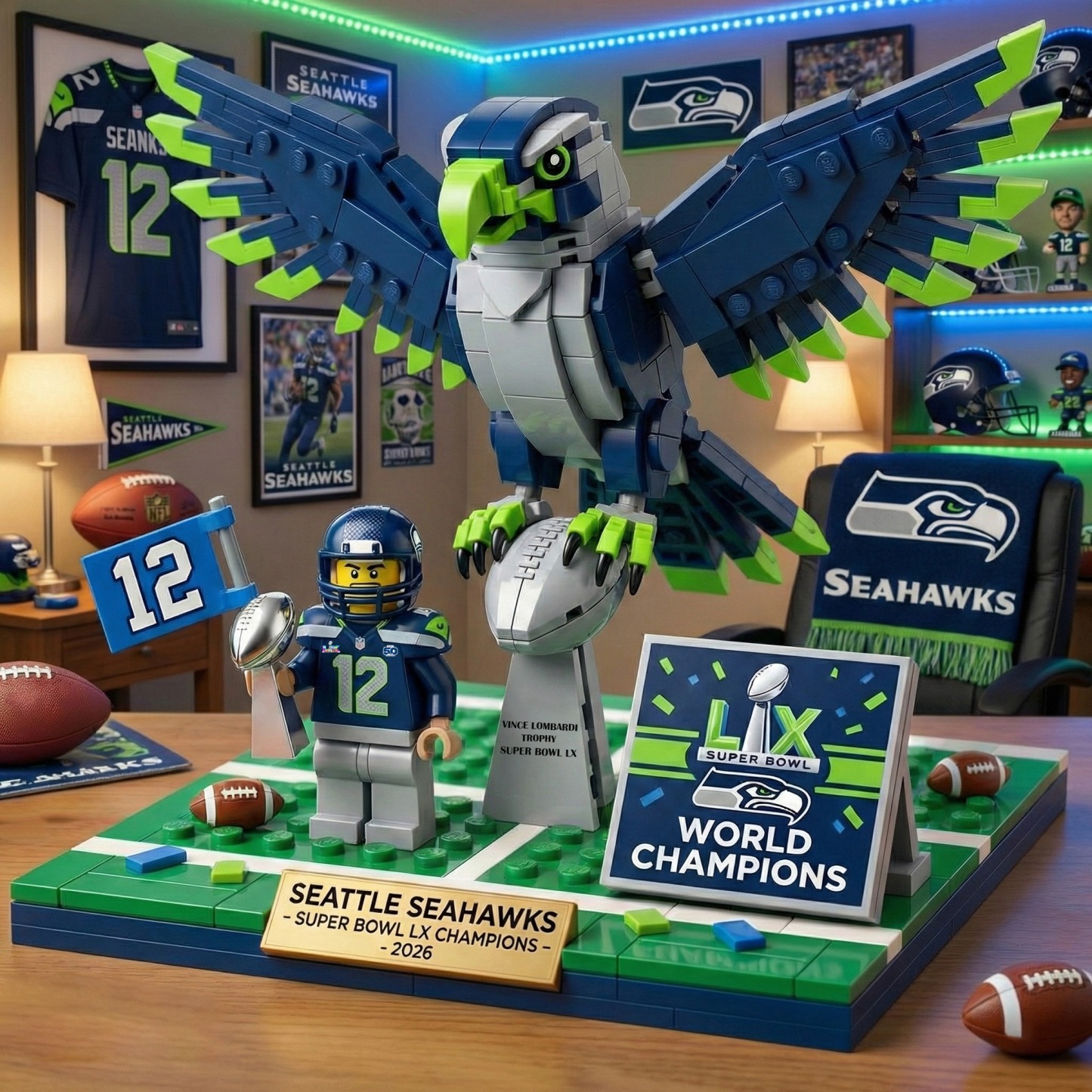 Seahawks Super Bowl LX Champions Building Set