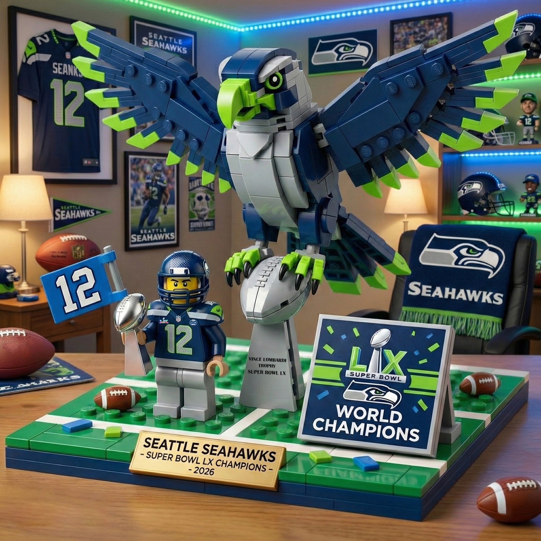 Seahawks Super Bowl LX Champions Building Set