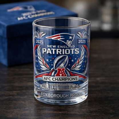 New England Patriots AFC Champions 2025 Commemorative Whiskey Glass