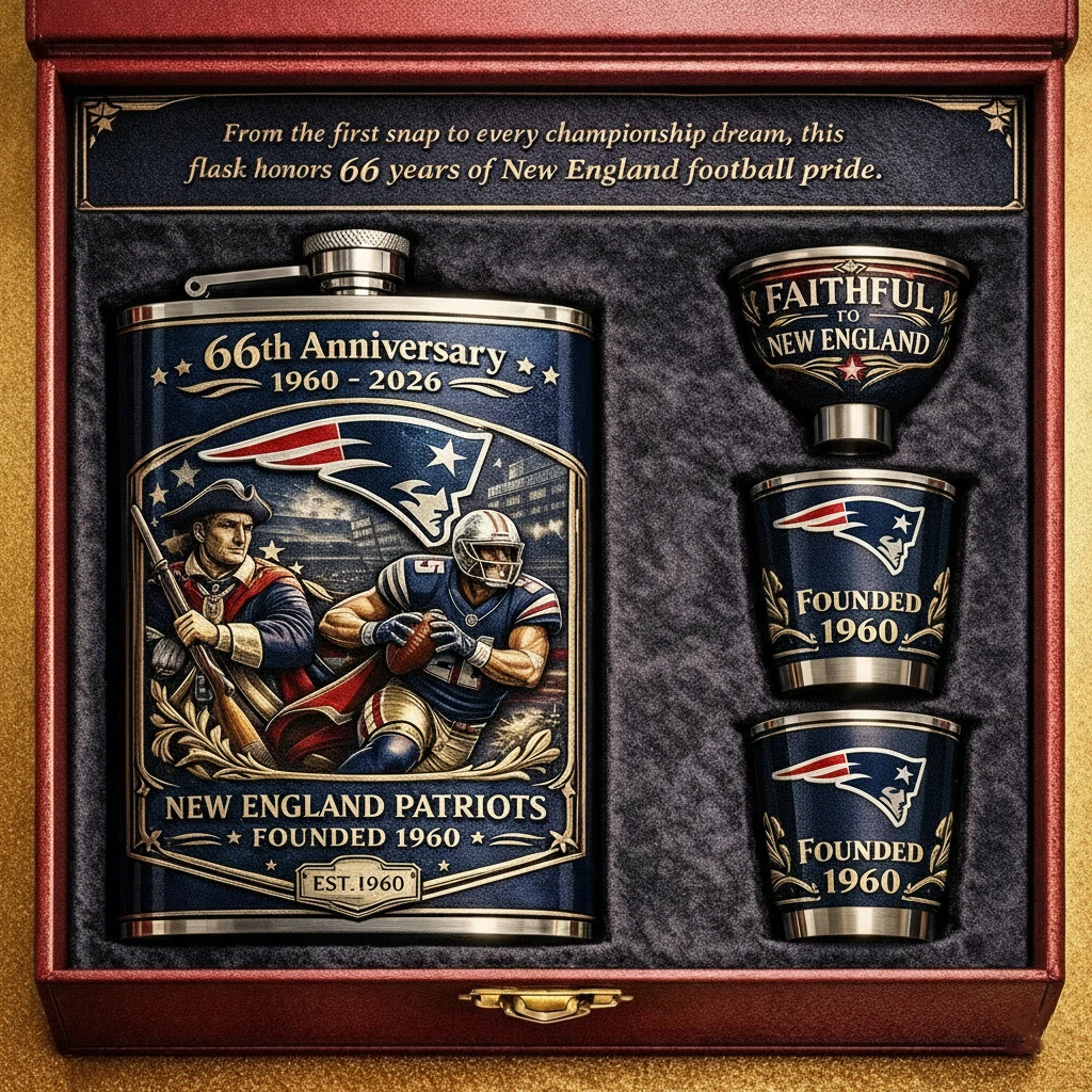 New England Patriots 66th Anniversary Flask Gift Set