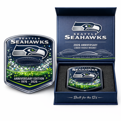Seattle Seahawks 2026 Anniversary Liquid Motion Fridge Magnet
