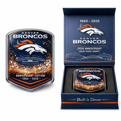 Denver Broncos 2026 Anniversary Liquid Motion Fridge Magnet