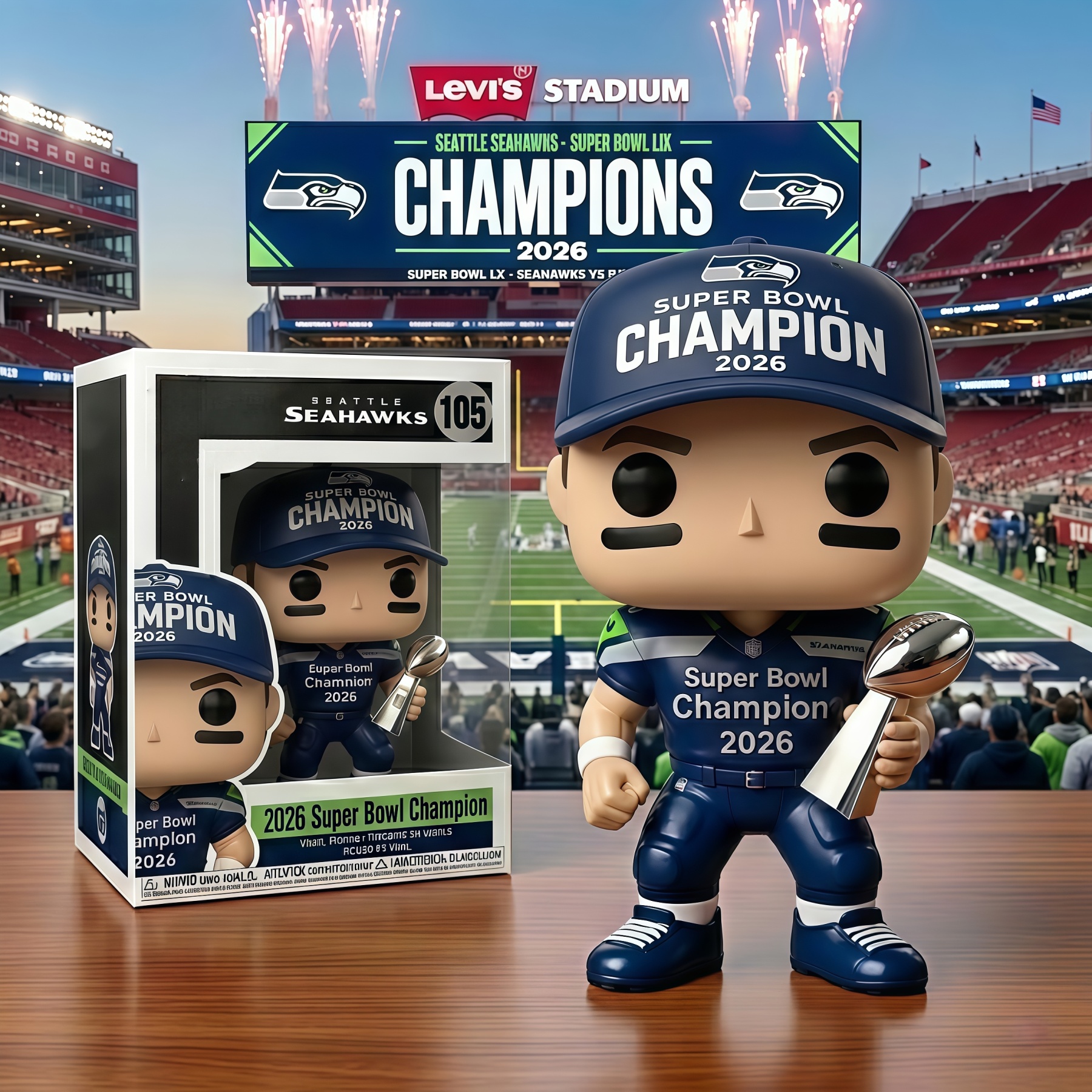 Seattle Seahawks Super Bowl LX Champion 2026 Collectible Figure