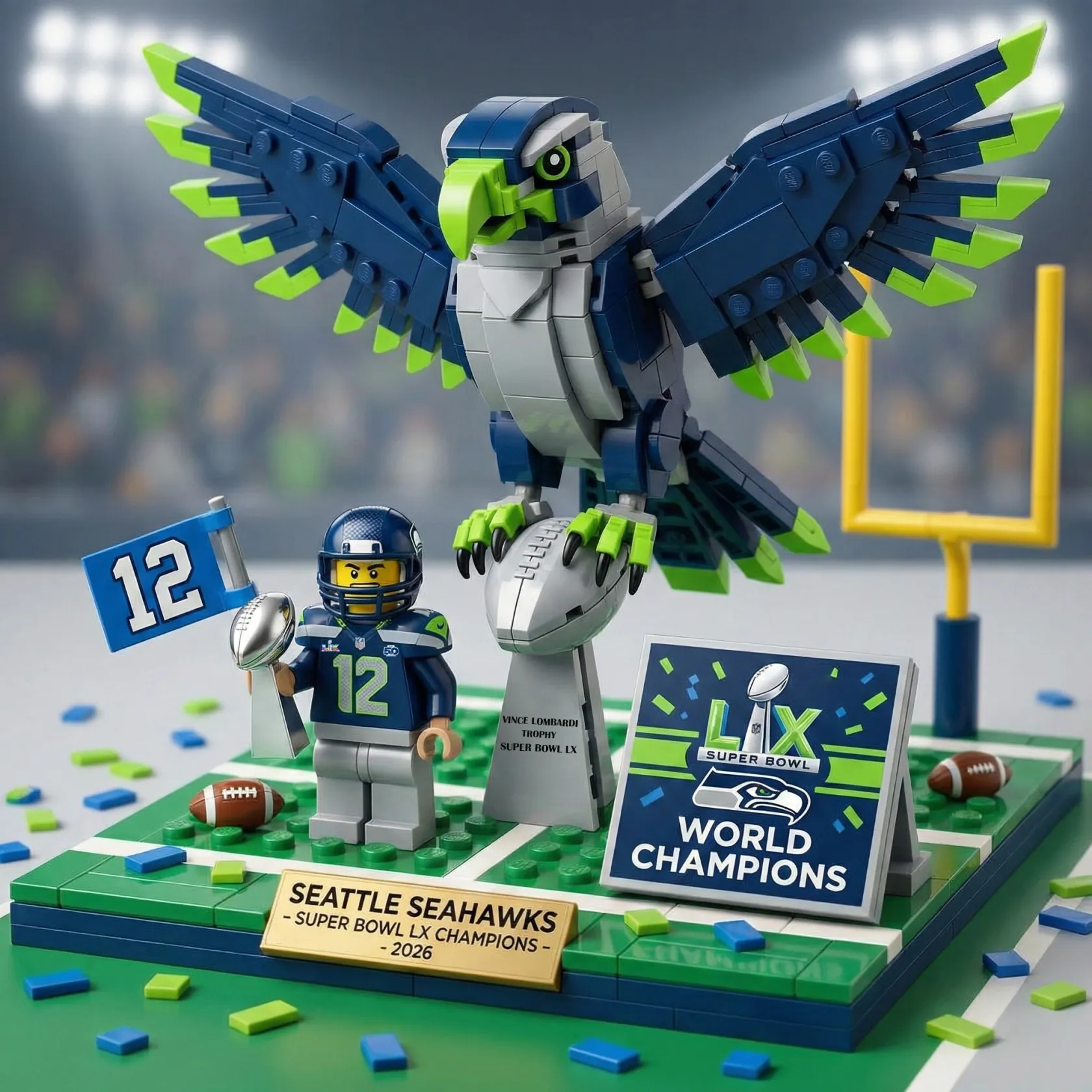 Seahawks Super Bowl LX Champions Building Set
