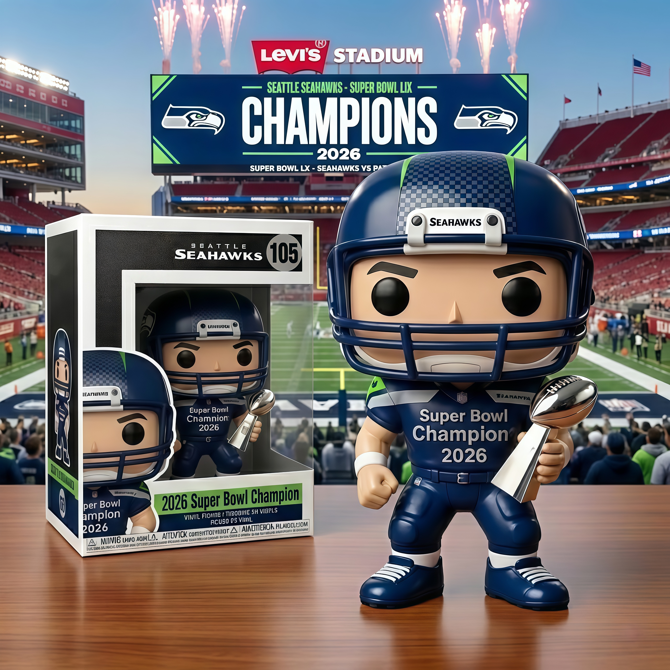 Seattle Seahawks Super Bowl LX Champion 2026 Collectible Figure