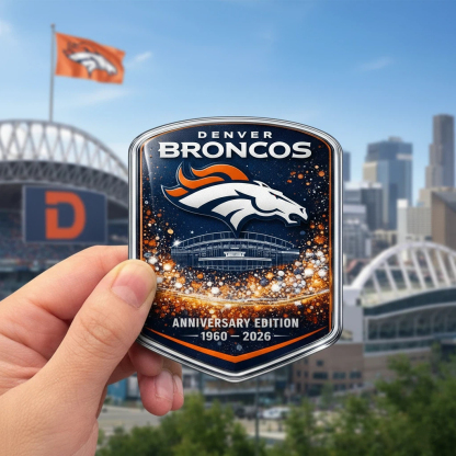 Denver Broncos 2026 Anniversary Liquid Motion Fridge Magnet