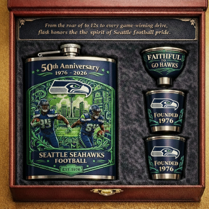 Seattle Seahawks 50th Anniversary Flask Gift Set