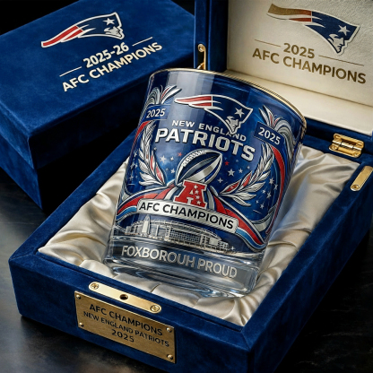 New England Patriots AFC Champions 2025 Commemorative Whiskey Glass