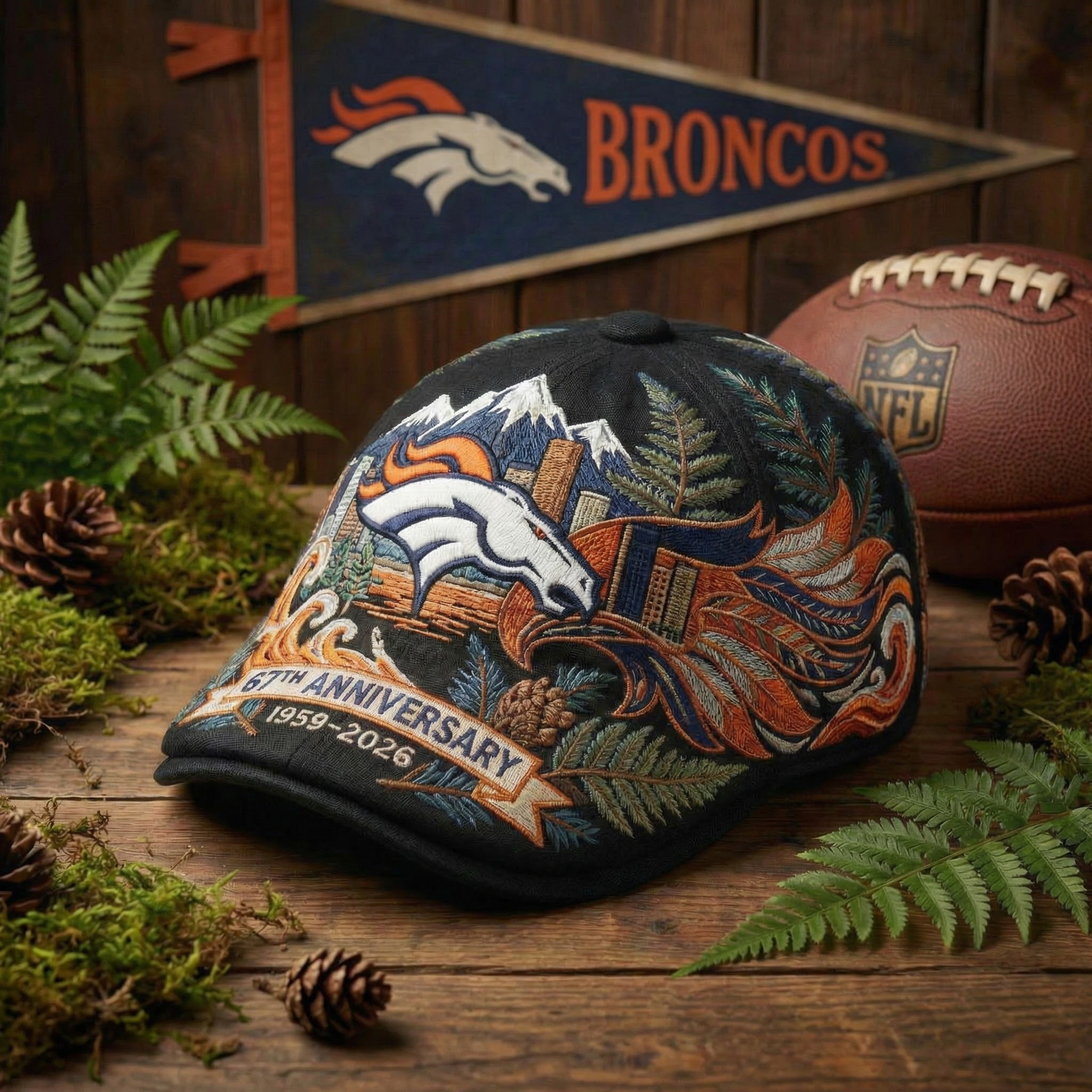 Denver Broncos 67th Anniversary Embroidered Flat Cap