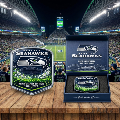 Seattle Seahawks 2026 Anniversary Liquid Motion Fridge Magnet