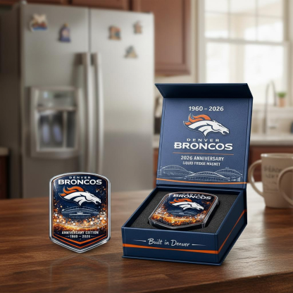 Denver Broncos 2026 Anniversary Liquid Motion Fridge Magnet