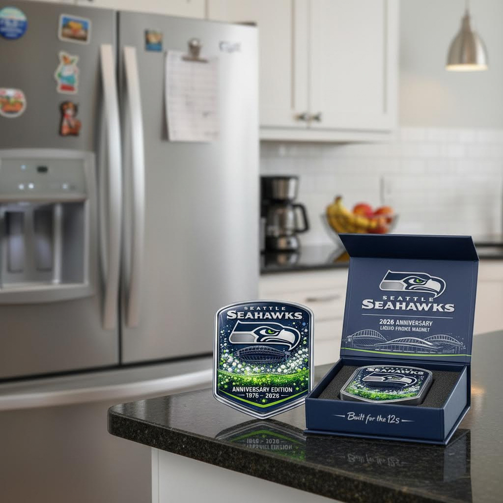 Seattle Seahawks 2026 Anniversary Liquid Motion Fridge Magnet
