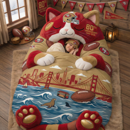San Francisco 49ers 80th Anniversary  Fluffy Cat Sleeping Bag