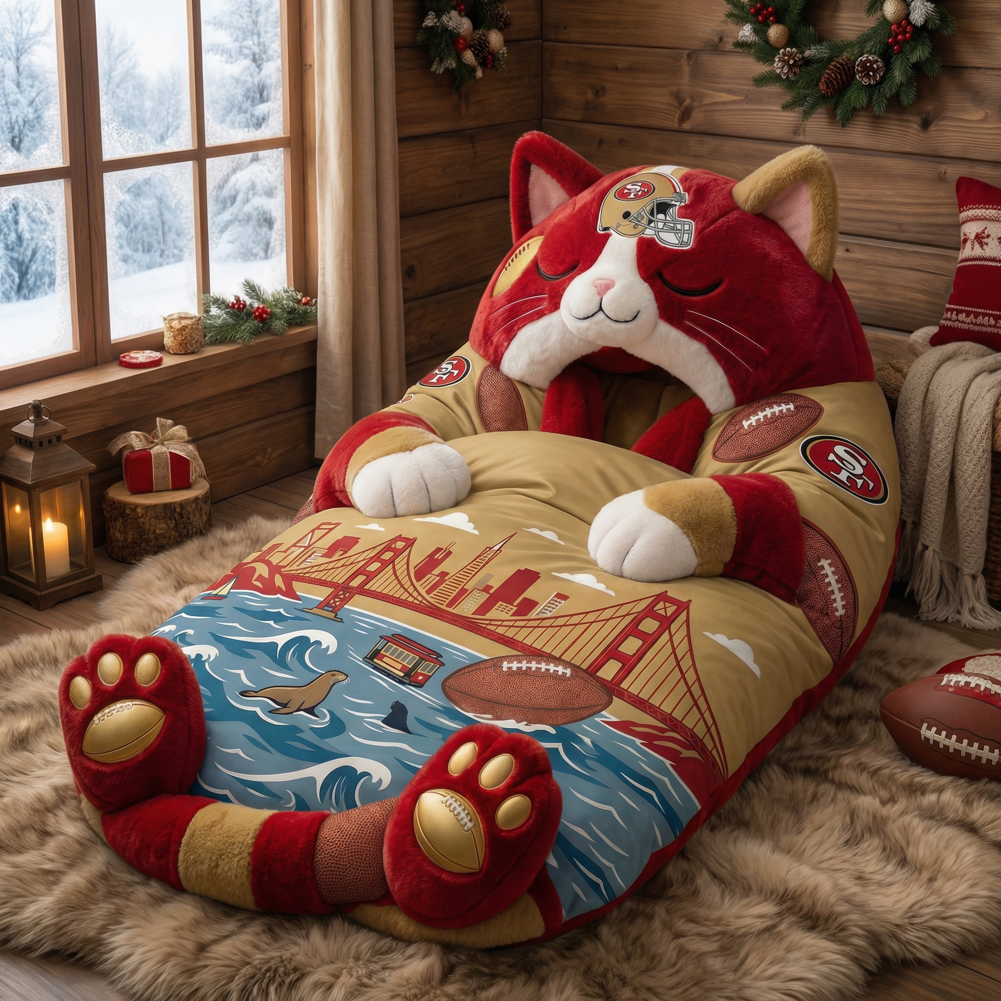 San Francisco 49ers 80th Anniversary  Fluffy Cat Sleeping Bag
