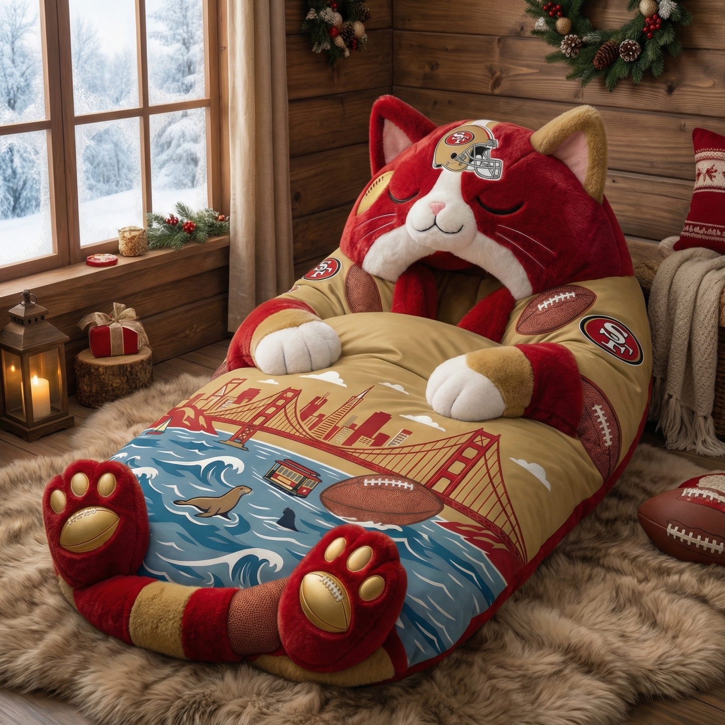 San Francisco 49ers 80th Anniversary  Fluffy Cat Sleeping Bag