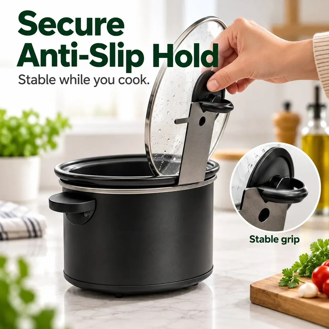 🍳 2-in-1 Pot Lid & Utensil Stand | Upright Lid Holder with Anti-Slip Base for Cleaner, Less-Cluttered Cooking