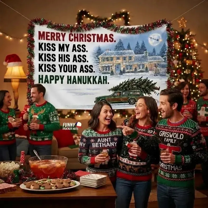 🎅 3x5FT Single Sided Christmas Funny Quote Flag with Metal Grommets | Adult Humor Holiday Yard Decoration