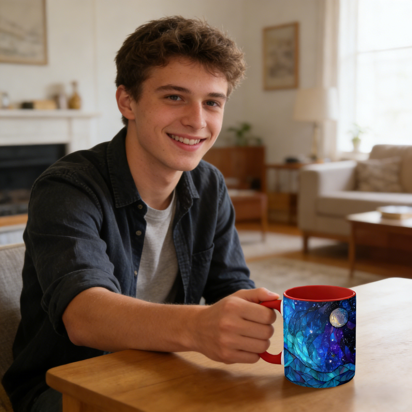 Stained Glass Starry Sky Mountain Ceramic Mug | WSMug09