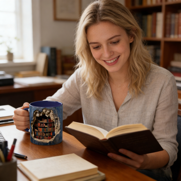 Effect Bookshelf Books Ceramic Mug | WSMug14